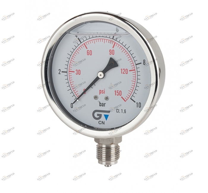 GENEBRE 3824 016 Pressure gauge Ø 100 with glycerine, bottom connection, BSP thread 