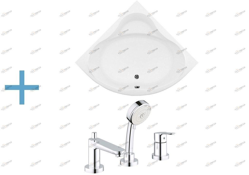 Акриловая ванна Aquanet Palau 140x140 (каркас + смеситель Grohe BauEdge 2511700A) 002040210015629700240613