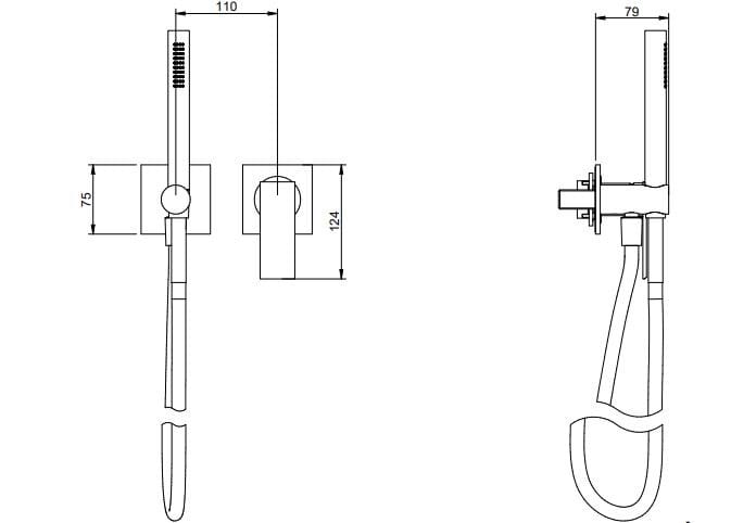 Латунный однорычажный смеситель для душа с ручным душем Rubinetterie Treemme ARCH-00117821 - Вид №1