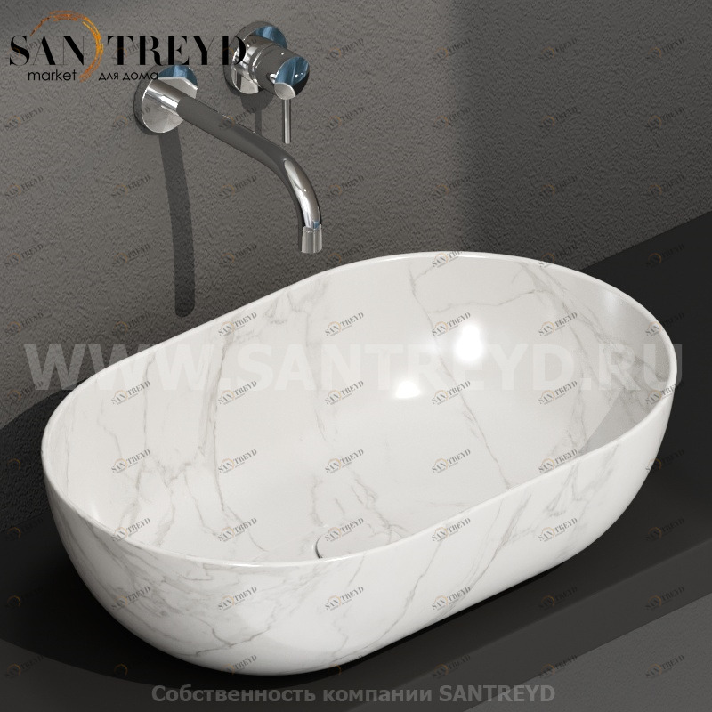 B6O54AC Накладная раковина на столешницу  овальная Ceramica Globo T-EDGE