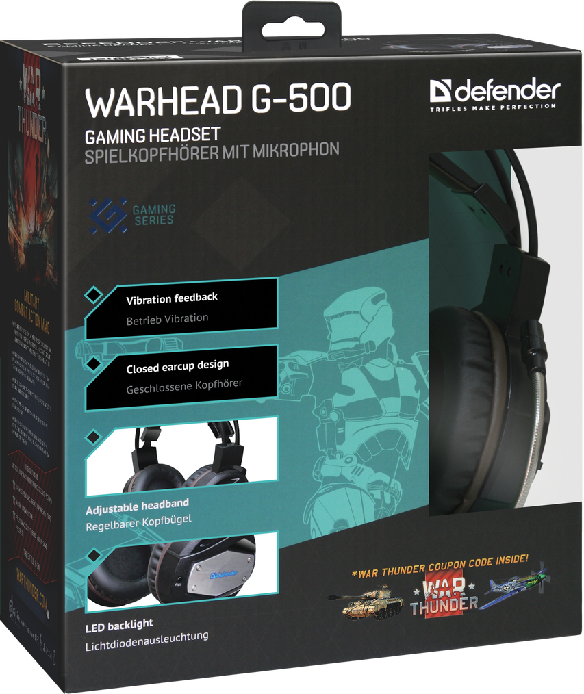 64151 игровая гарнитура warhead g-500 коричневый+черный, переходник Defender Santreyd  - Вид №9