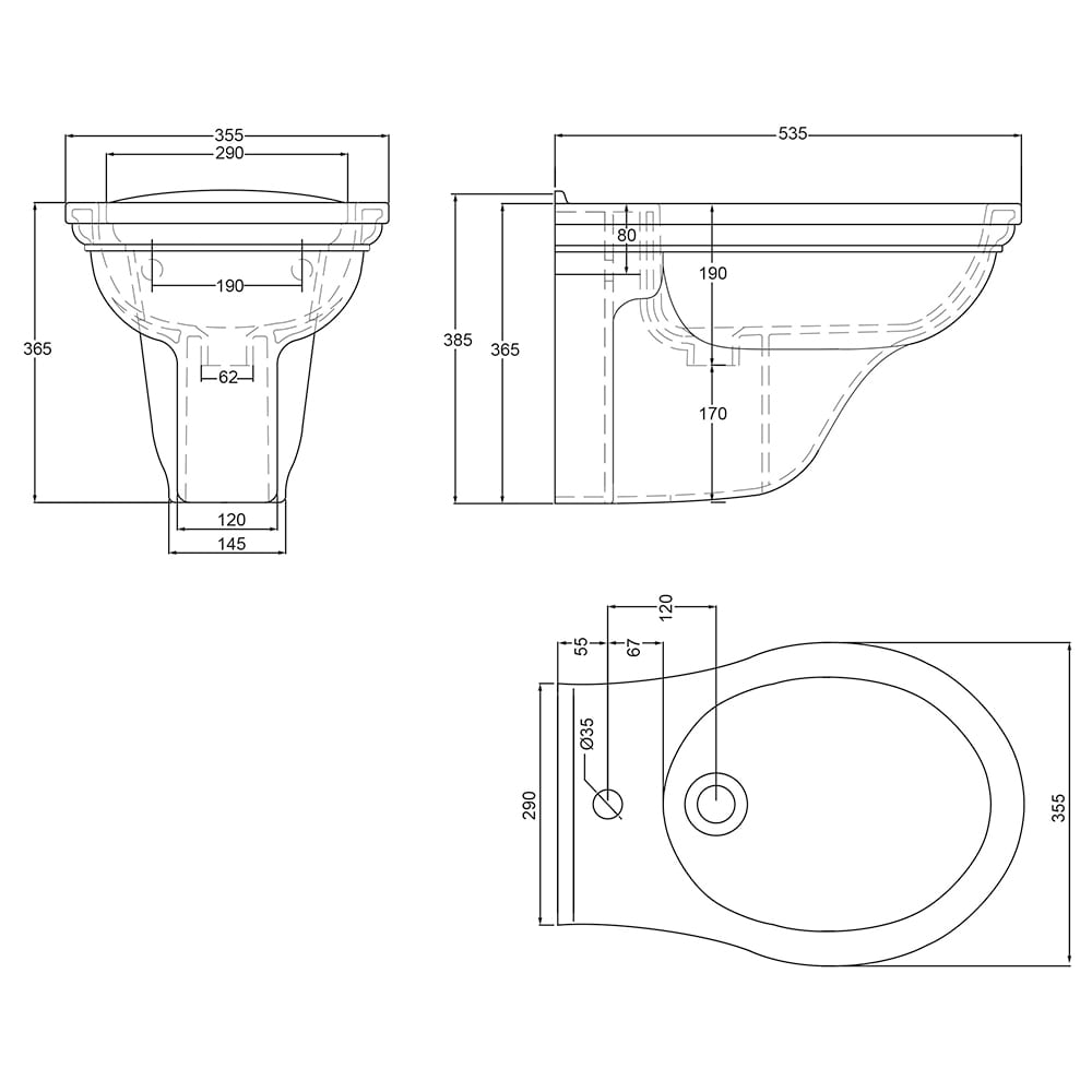 IMSR45 Настенное биде Astoria Deco Astoria Deco Imperial  - Вид №2