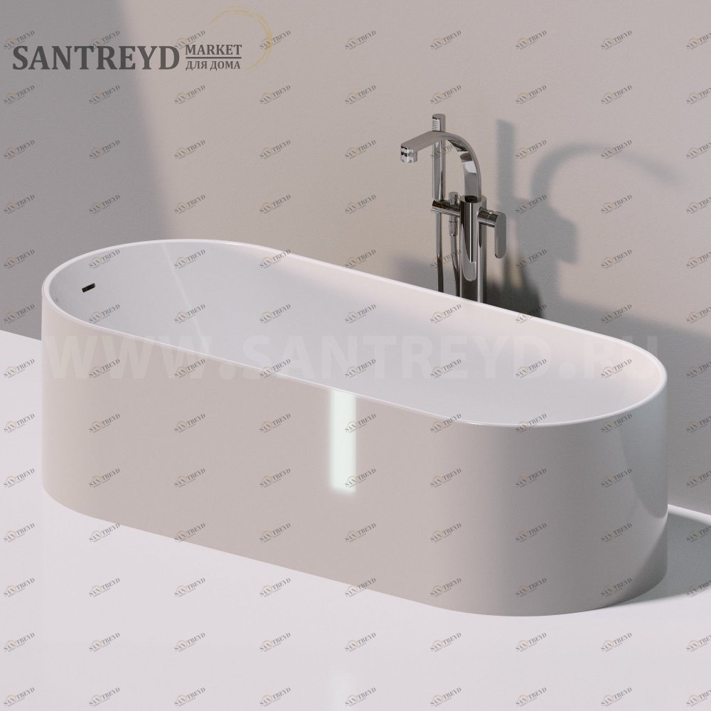 Ванна свободностоящая OVAL 170 см серая Ceramica Flaminia OV170BCGREY