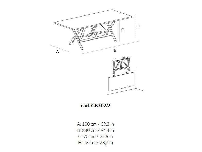 Прямоугольный складной обеденный стол из массива дерева Lando PARIGI ARCH-00128413 - Вид №4
