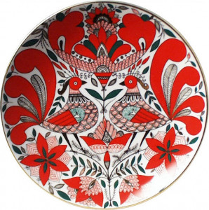82125 Императорский фарфоровый завод Тарелка декоративная 19,5см "Сказочная птица" "Эллипс" Твёрдый фарфор