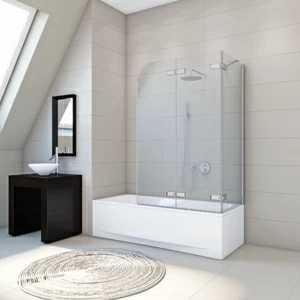 Шторка на ванну 160x160 GV-863BP прозрачное стекло 6 мм GUTEWETTER TREND PEARL