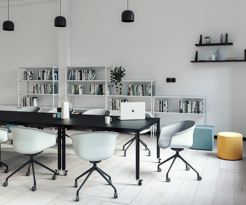 Grado Design Квадратный стол со стальными колесами и столешницей из МДФ Pipe Pip-tb-01w - Вид №2