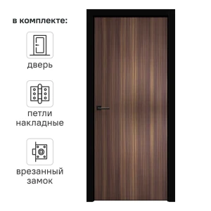 Дверь межкомнатная глухая Соната Эвкалипт 80x200 см ПВХ коричневый с замком и петлями 89397552 STLM-2199213