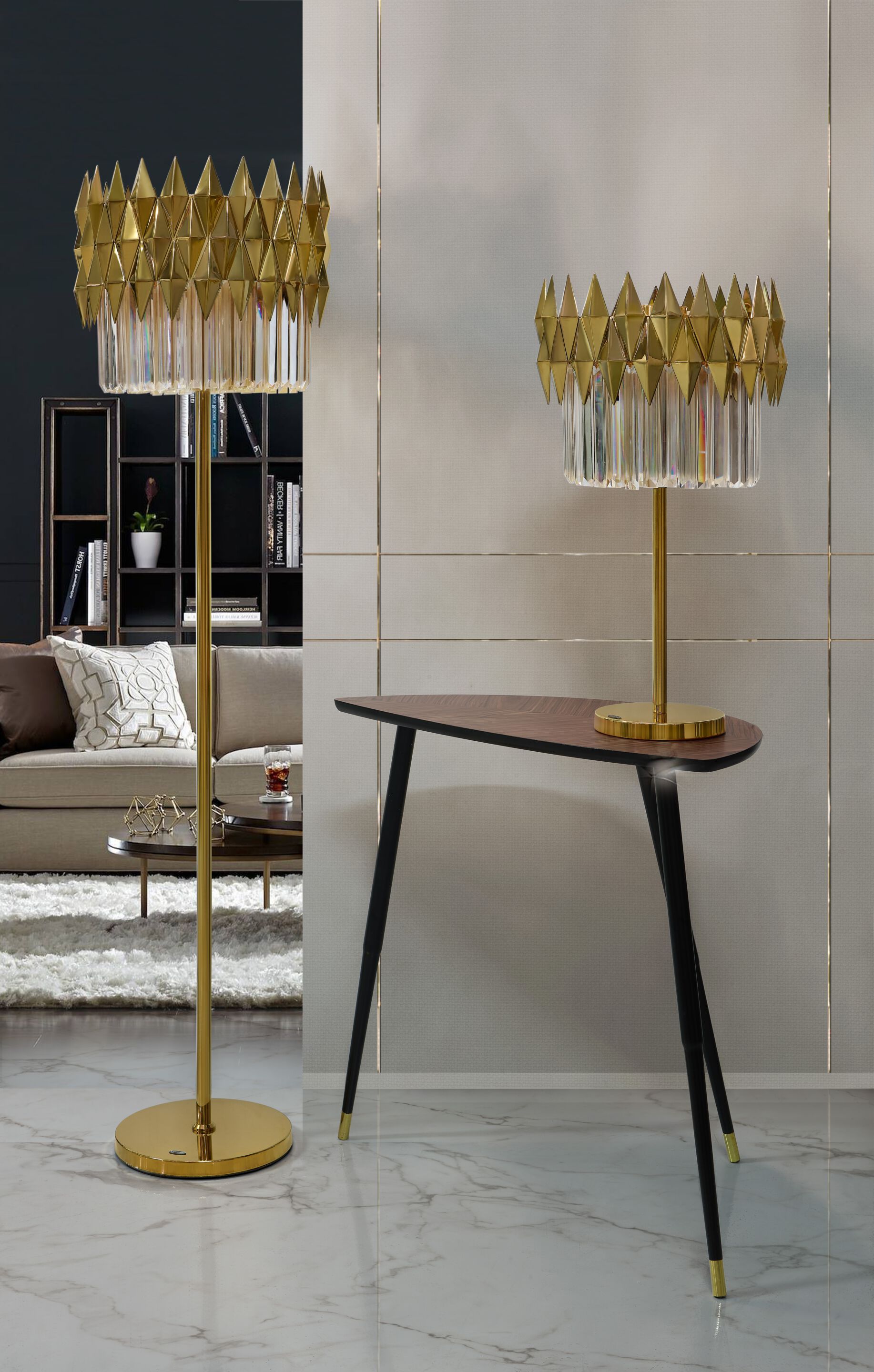 Настольная лампа из нержавеющей стали с кристаллами K-Lighting Lune ARCH-00059582 - Вид №3