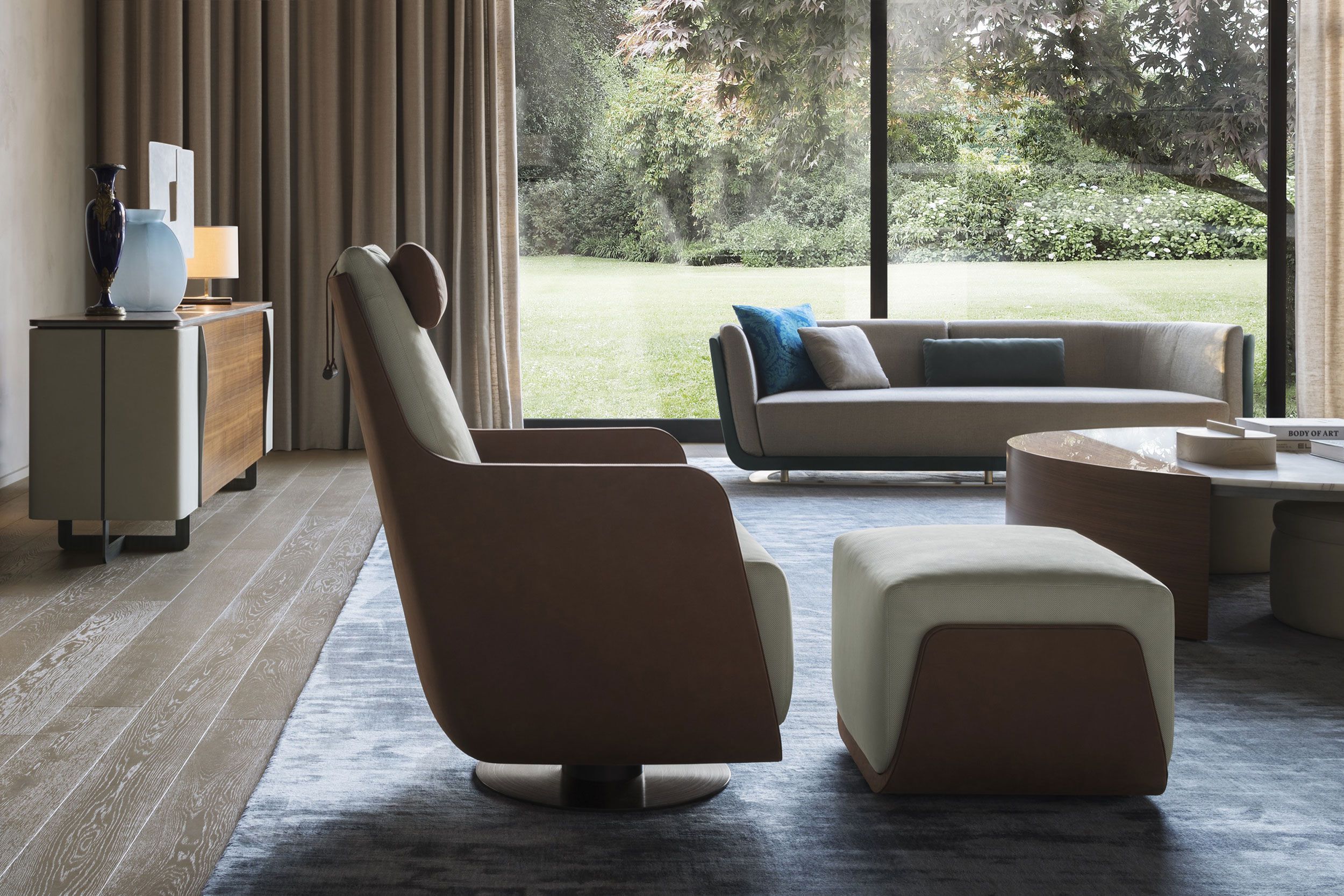 Круглый деревянный и мраморный журнальный столик OAK New York Suite ARCH-00027829 - Вид №3