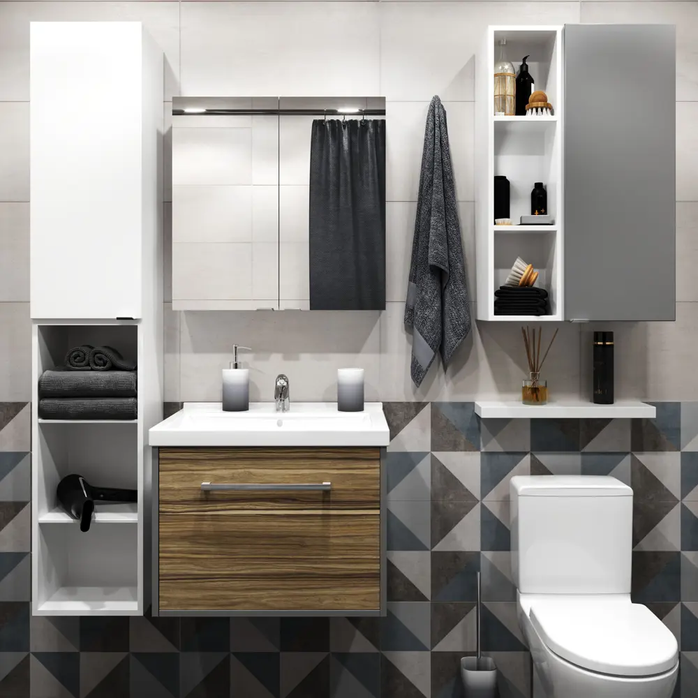 Каркас шкафа подвесного Sensea Смарт 20x80х15 см цвет белый STLM-2131297 - Вид №9