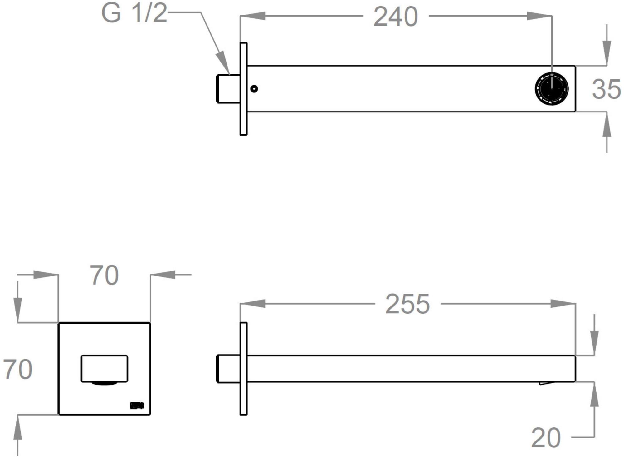 Fir Italia Настенный излив из латуни New playone 90 9044214 - Вид №1
