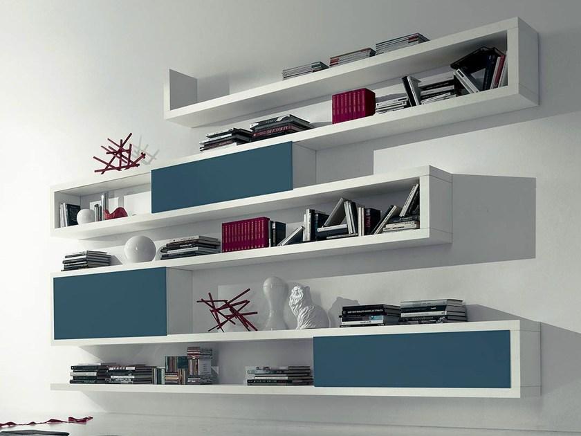 Fimar Книжный шкаф открытой стенки из лакированного дерева в современном стиле Side system sun-id-1372352 - Вид №2