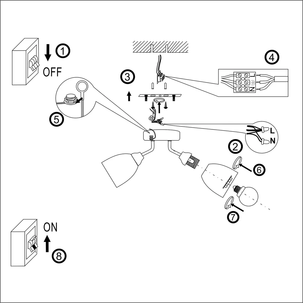 Люстра потолочная Вьюнок 3 лампы 10 м² цвет черный/белый РОССВЕТ STLM-2070813 - Вид №14