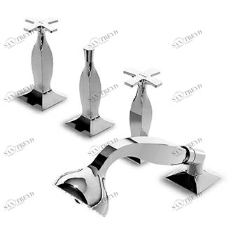 ZB1481 Смеситель для ванны на 4 отверстия, переключатель, вытяжной душ, шланг 1500 мм, перелив. Zucchetti Bellagio 