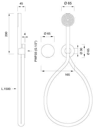 Ceadesign Настенный смеситель для ванны / душа с ручным душем Giotto plus Gio 92 - Вид №1