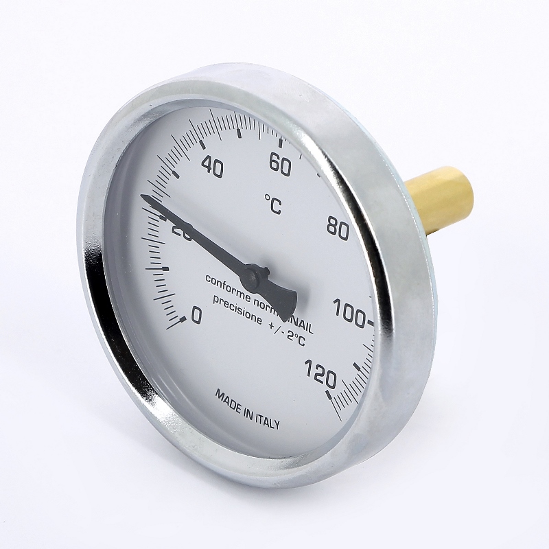 Термометр биметаллический 80мм с погружной гильзой EMMETI 120 град.C гильза 50мм 00610812 - Вид №2