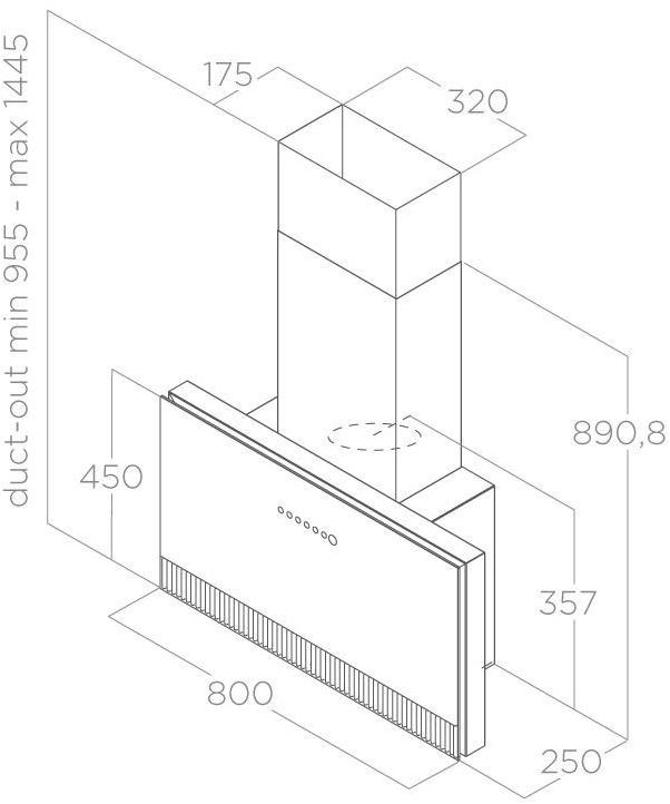 Elica Настенная стеклянная вытяжка с сенсорным управлением класса а  Prf0164980 / prf0165017  - Вид №8