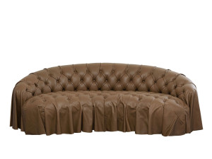 3-местный кожаный капитонный диван