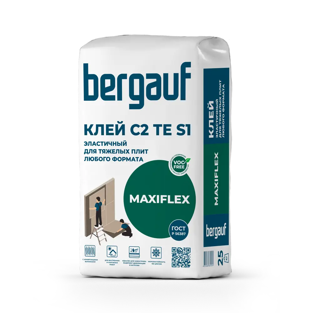 Клей для плитки Bergauf Maxiflex для тяжелых плит любого формата, 25 кг 89353148 STLM-2098127