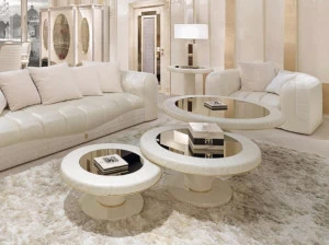 Turri Круглый кожаный журнальный столик на контракт Caractere