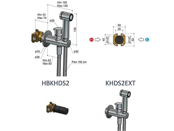 Латунный ручной душ Hotbath ACE KHDS2 ARCH-00073066 - Вид №2