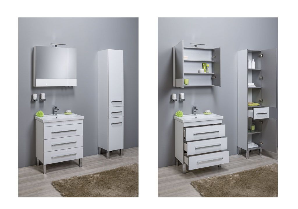 Тумба с раковиной Aquanet Сиена 70 белый (напольный 3 ящика) 0018922500185343 - Вид №5