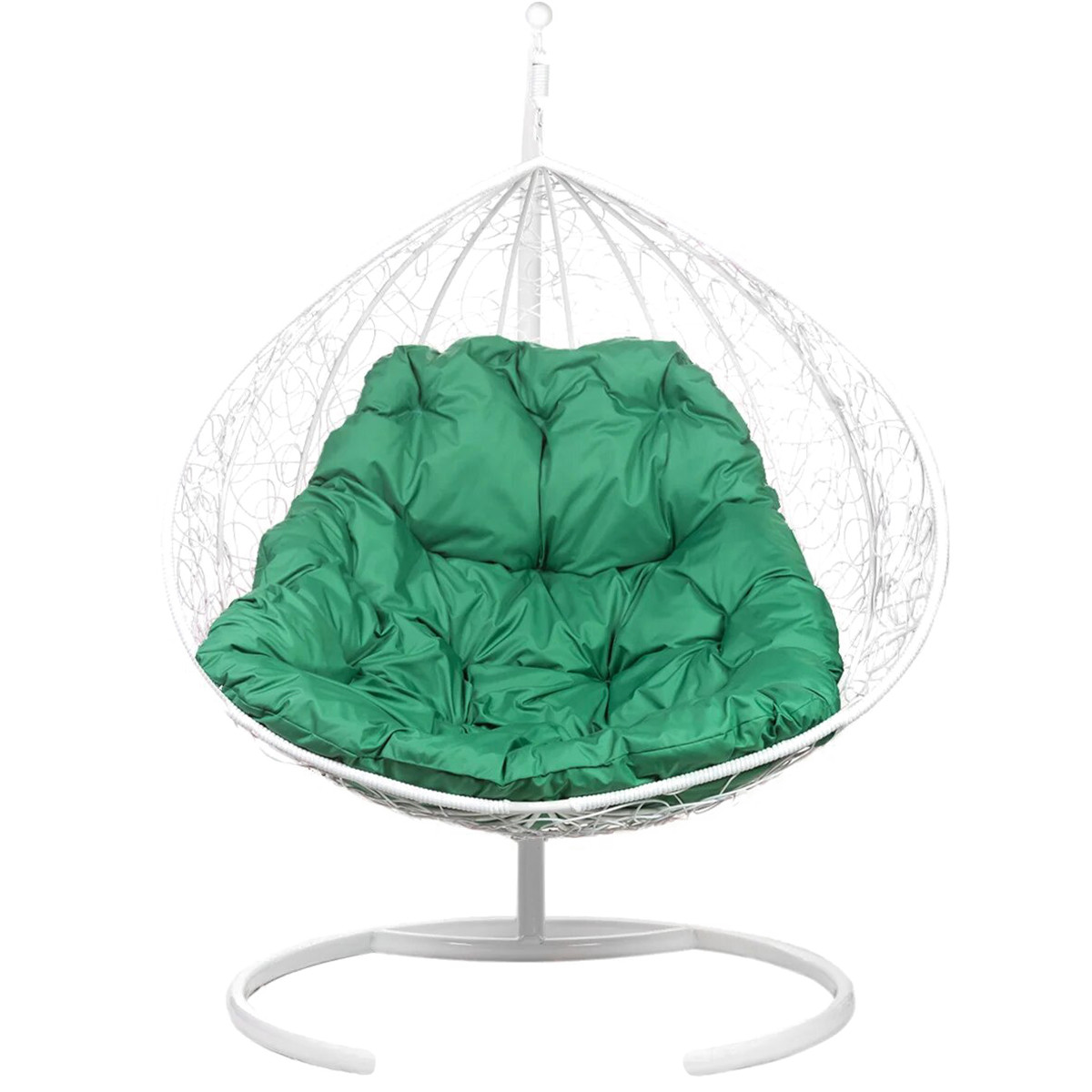 Кресло подвесное двойное белое с зеленой подушкой Gemini Promo White BIGARDEN  00-3974098 Белый  - Вид №1