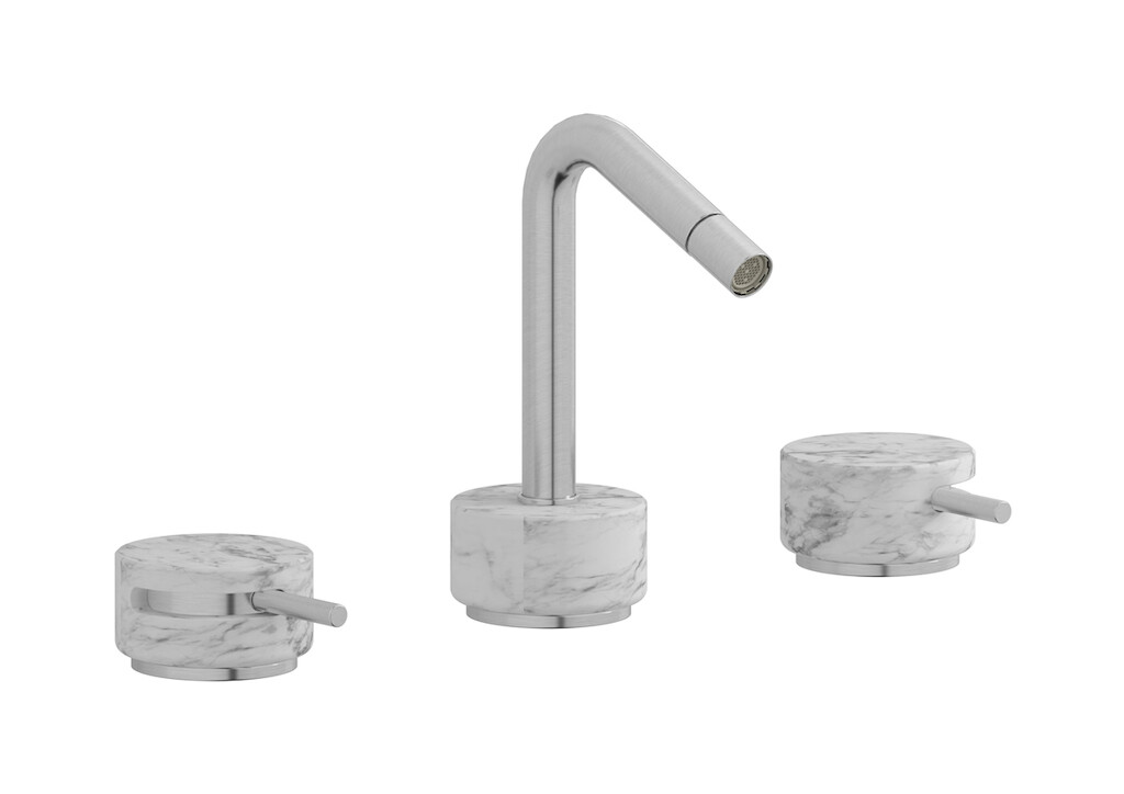 Смеситель для биде на 3 отверстия с донным клапаном WE ARE IB mr393ss_1 Brushed Nickel Marmo