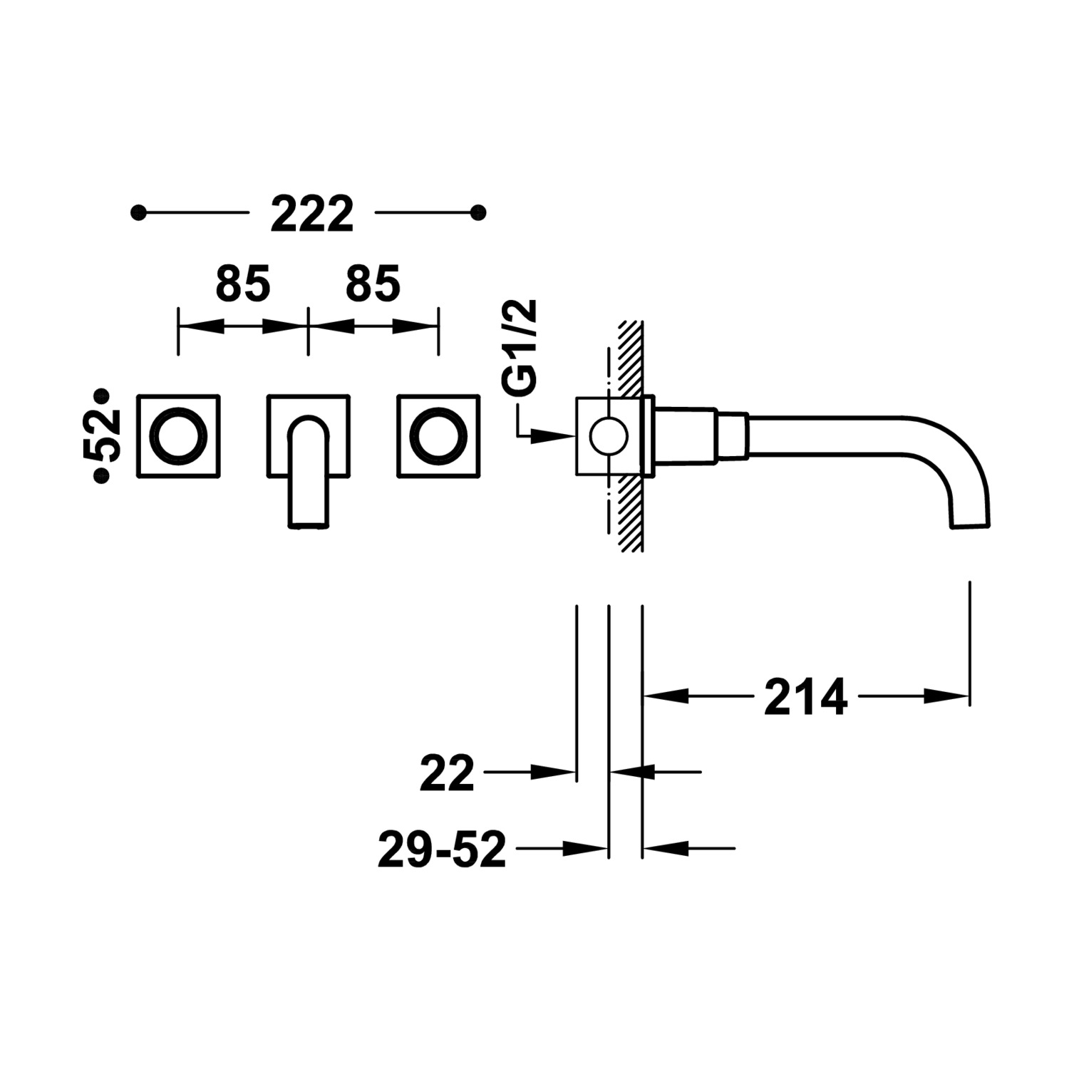 ПРОЕКТ-TRES Скрытый смеситель для умывальника с двумя ручками-21115201 TRES Project - Вид №1