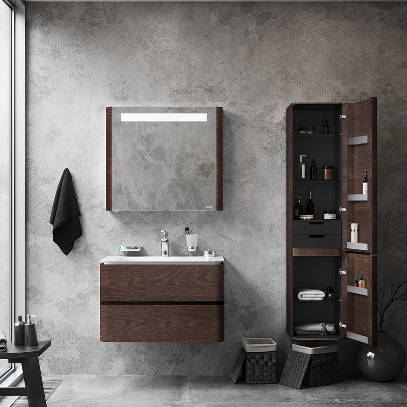 M30CHR0406TF Шкаф-колонна подвесной правый 40см двери табачный дуб текстурированная AM.PM Sensation - Вид №3