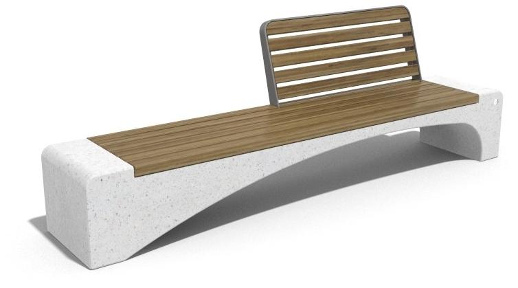 ENCHO ENCHEV - ETE Скамейка из бетона и дерева со спинкой  247  - Вид №1