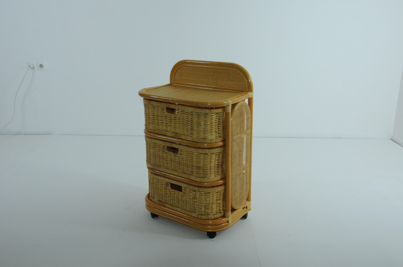 Этажерка с 3 ящиками коричневая из ротанга "Коньяк" VINOTTI  00-3885454 Коричневый  - Вид №1