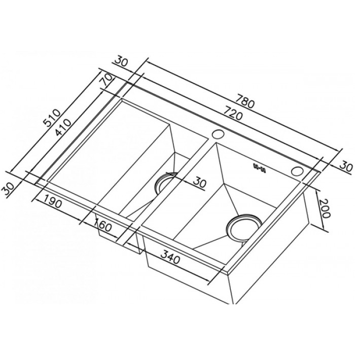 Zorg X-7851-2 R Мойка кухонная прямоугольная Zorg  - Вид №3