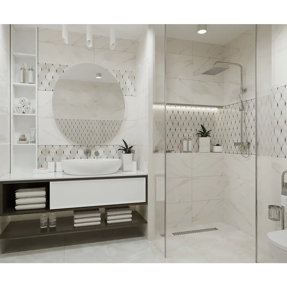 Настенная плитка Azori Astra в стиле кремового мрамора 31.5×63 см 87112449 STLM-0073397 - Вид №5