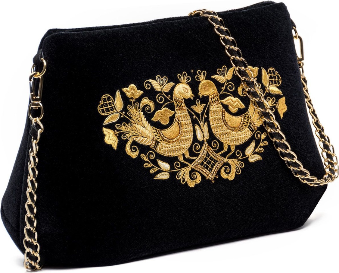 10660443 Торжокские золотошвеи Сумка "Птицы" бархат Разм. 18*26,5*9 Мод. 858 Рис. 2487 Бархат 