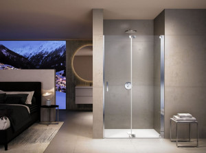 Душевая кабина из закаленного стекла с распашной дверью