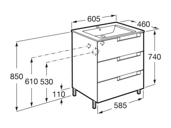 Деревянный напольный шкаф для умывальника со встроенной раковиной с ящиками Roca Aleyda ARCH-00055782 - Вид №32