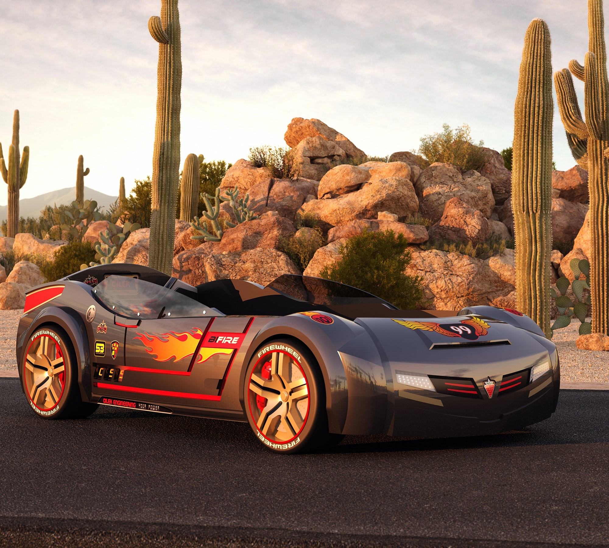 Кровать-машина с подсветкой 90х195 см черная BiTurbo CILEK  00-3832319 Черный Santreyd  - Вид №2