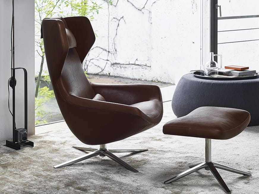 Кожаное вращающееся кресло с высокой спинкой B&B Italia ARCH-00038551 - Вид №1