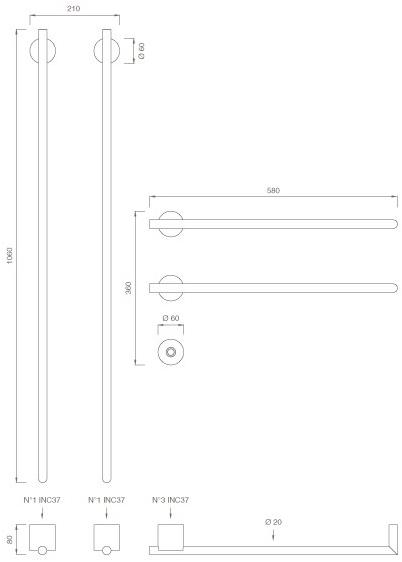 Ceadesign Настенный электрический модульный полотенцесушитель из нержавеющей стали Equilibrio Eqb 74 - Вид №1