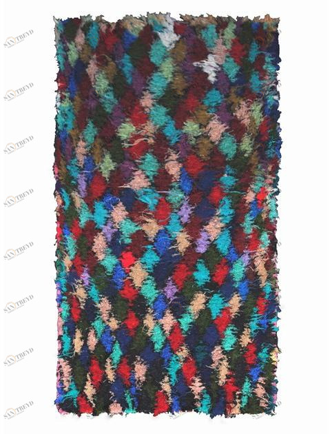 AFOLKI Прямоугольный шерстяной коврик с длинным ворсом и геометрическими мотивами Boucherouite Taa434be