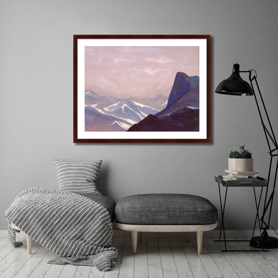 Картина в деревянной раме 42х32 см "Перевал Сугет, 1936 г." КАРТИНЫ В КВАРТИРУ  264839 Белый;розовый;разноцветный  - Вид №2