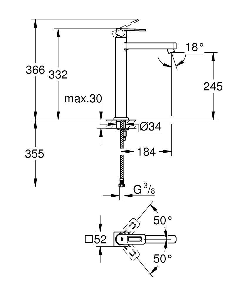23404000 Смеситель для раковины Grohe Quadra хром - Вид №1