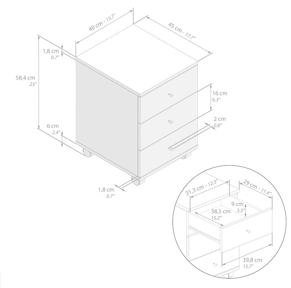 Меламинированный офисный комод с колесами Mobili Fiver Clara ARCH-00067135 - Вид №7