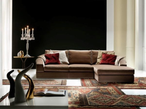 Бархатный диван с полуостровом