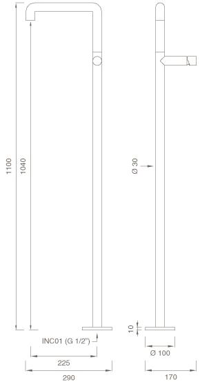 Ceadesign Смеситель для умывальника напольный с поворотным изливом Cartesio Car 04 - Вид №1