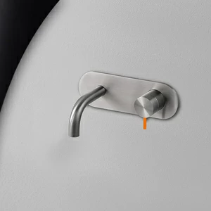 Смеситель для раковины сталь матовая с оранжевой ручкой Toki Radomonte TKI20SCIL24