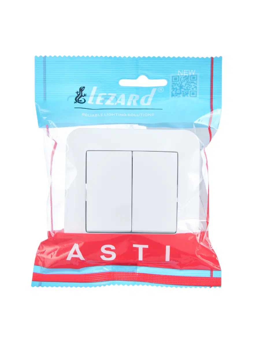 ASTI Выключатель двойной белый LEZARD 7081-0202-101