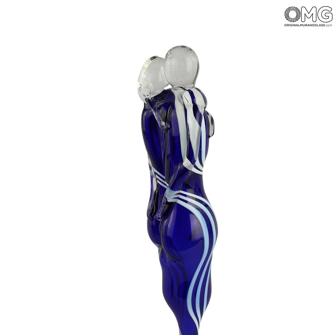 4439 ORIGINALMURANOGLASS Скульптура Объятие влюбленных - Синяя - муранское стекло OMG 4 см  - Вид №1